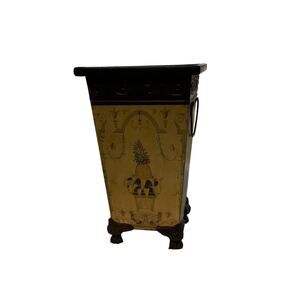 Footed metal planter, yellow, French style, pineapple